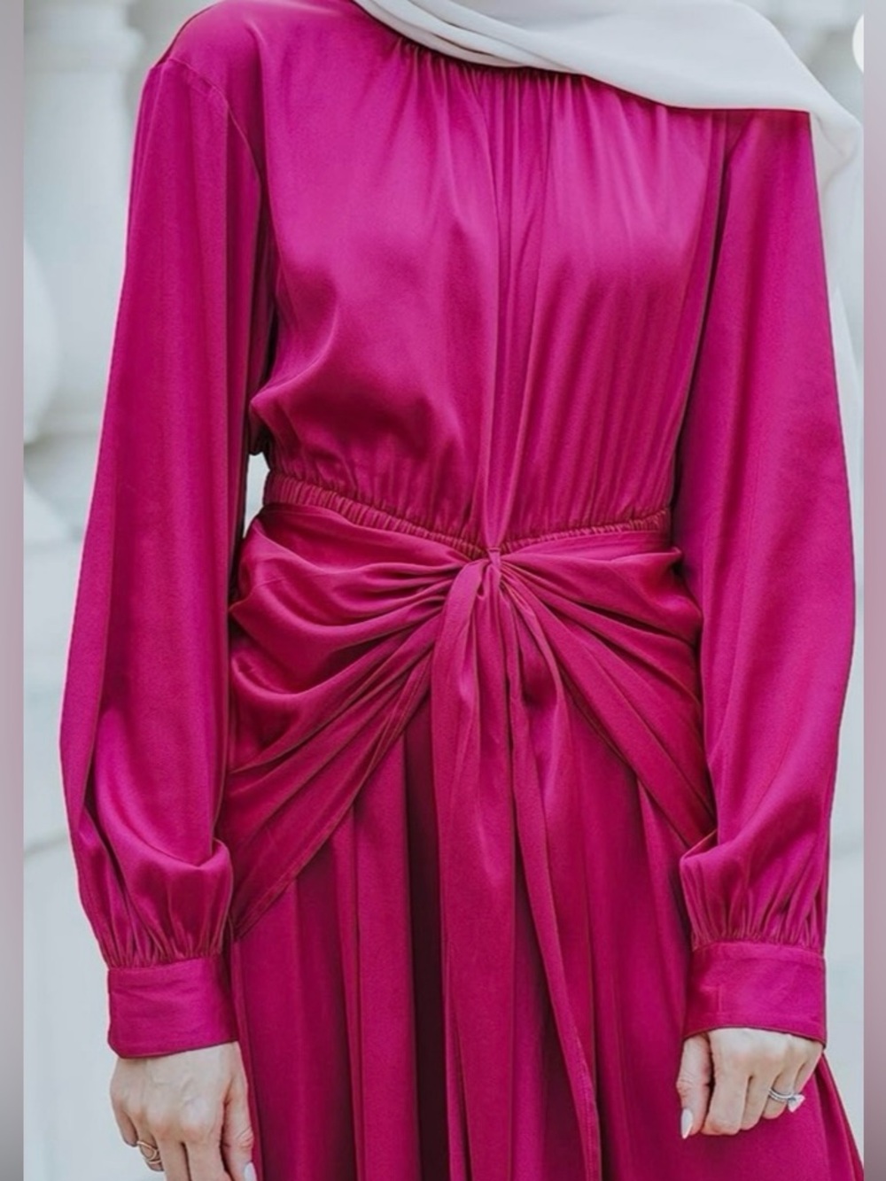 Magenta Front Tie Maxi Dress. Small. Long Sleeves. Women. Like New. The Drop